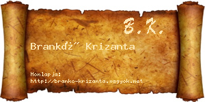 Brankó Krizanta névjegykártya